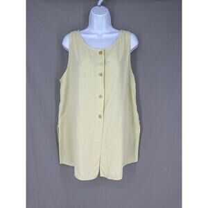 Iridium Tunic Top Womens Large Lime Green Lagenlook Button Artful Artsy Cotton